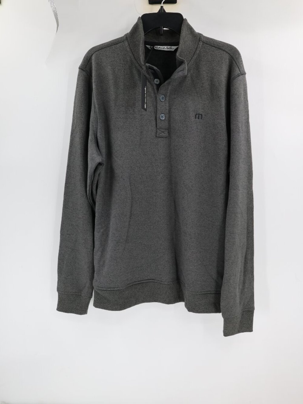 NWT Travis Mathew Sweater Men's Large Wall Mock Neck Henley 1/4 Button Pullover